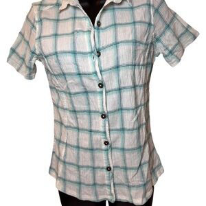 Patagonia Green and White Plaid Button-Down Shirt